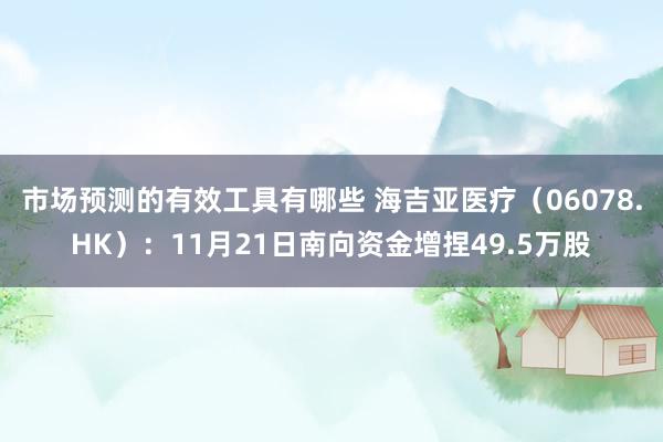 市场预测的有效工具有哪些 海吉亚医疗（06078.HK）：11月21日南向资金增捏49.5万股