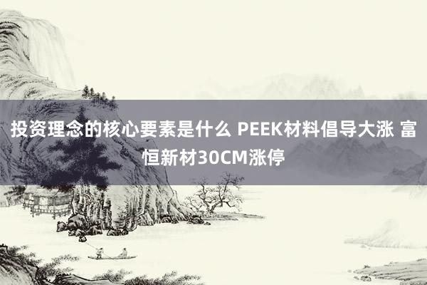 投资理念的核心要素是什么 PEEK材料倡导大涨 富恒新材30CM涨停