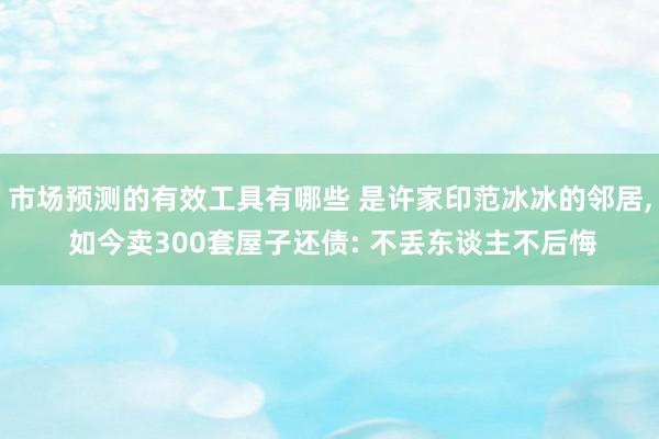 市场预测的有效工具有哪些 是许家印范冰冰的邻居, 如今卖300套屋子还债: 不丢东谈主不后悔