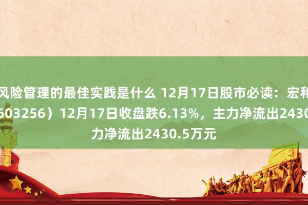 风险管理的最佳实践是什么 12月17日股市必读：宏和科技（603256）12月17日收盘跌6.13%，主力净流出2430.5万元