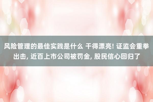 风险管理的最佳实践是什么 干得漂亮! 证监会重拳出击, 近百上市公司被罚金, 股民信心回归了