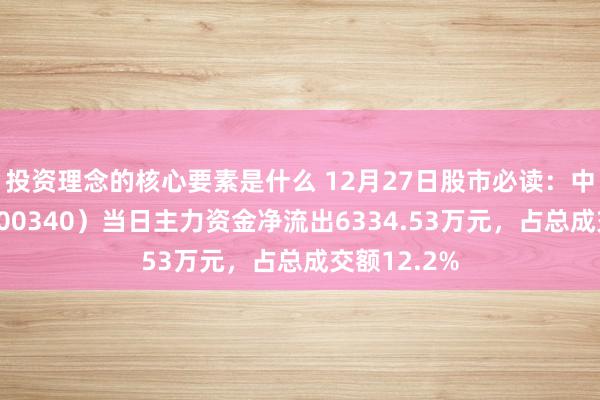 投资理念的核心要素是什么 12月27日股市必读：中原幸福（600340）当日主力资金净流出6334.53万元，占总成交额12.2%