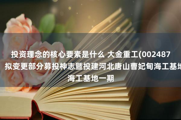 投资理念的核心要素是什么 大金重工(002487.SZ)：拟变更部分募投神志暨投建河北唐山曹妃甸海工基地一期