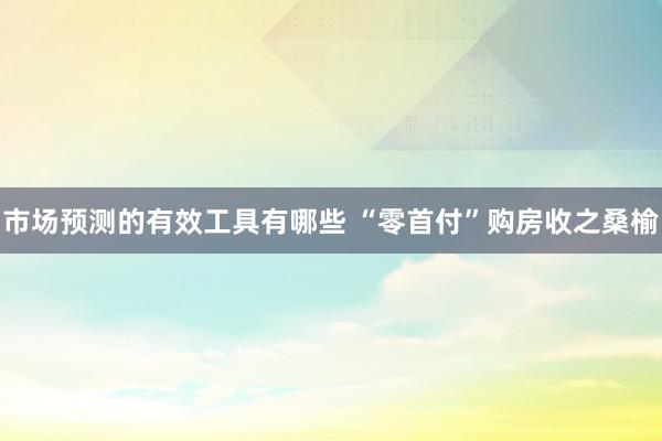 市场预测的有效工具有哪些 “零首付”购房收之桑榆