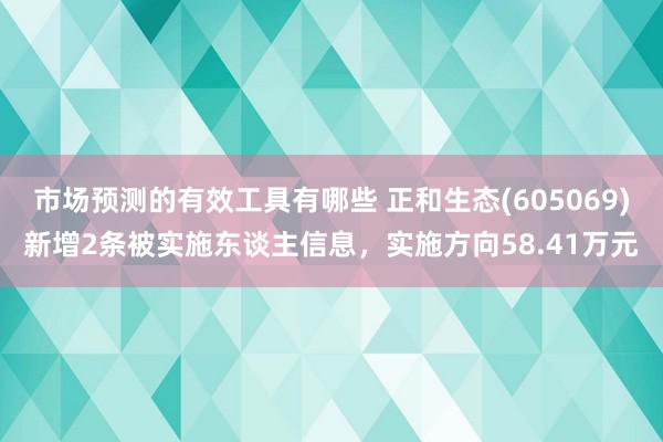 市场预测的有效工具有哪些 正和生态(605069)新增2条被实施东谈主信息，实施方向58.41万元