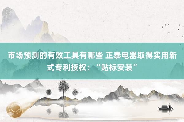 市场预测的有效工具有哪些 正泰电器取得实用新式专利授权：“贴标安装”