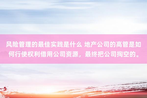 风险管理的最佳实践是什么 地产公司的高管是如何行使权利借用公司资源，最终把公司掏空的。