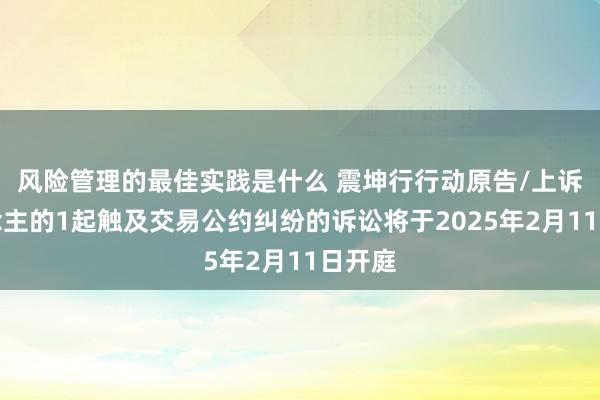 风险管理的最佳实践是什么 震坤行行动原告/上诉东说念主的1起触及交易公约纠纷的诉讼将于2025年2月11日开庭