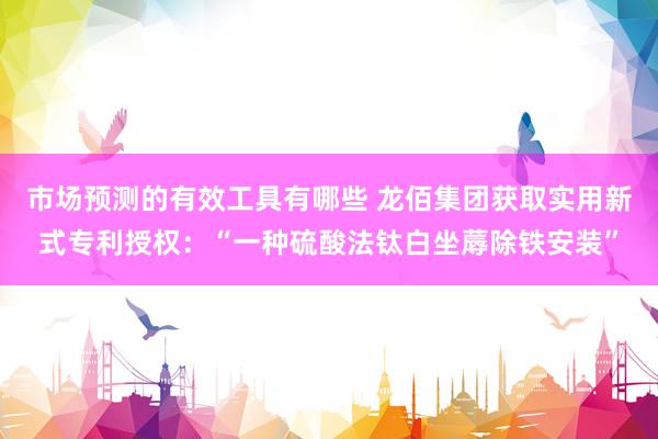 市场预测的有效工具有哪些 龙佰集团获取实用新式专利授权：“一种硫酸法钛白坐蓐除铁安装”