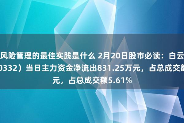 风险管理的最佳实践是什么 2月20日股市必读：白云山（600332）当日主力资金净流出831.25万元，占总成交额5.61%