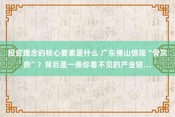 投资理念的核心要素是什么 广东佛山惊现“骨灰房”？背后是一条你看不见的产业链…